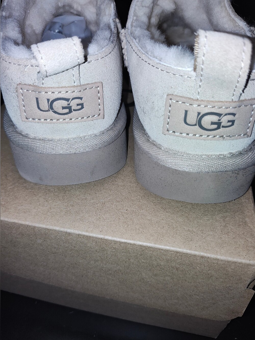 UGG Women's Suede Shearling-Lined Slip-Ons in Light Beige
